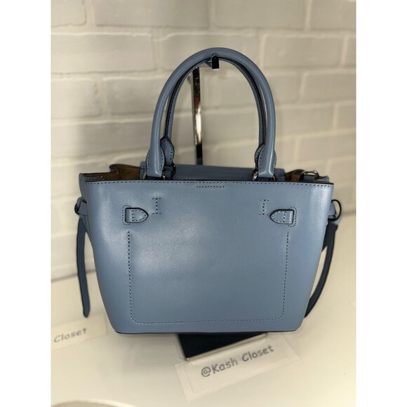 Michael Kors satchel hamilton legacy small studded leather belted purse chambray - Picture 6 of 12